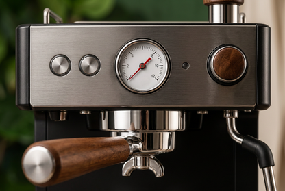 Close-up of analog dial and front controls