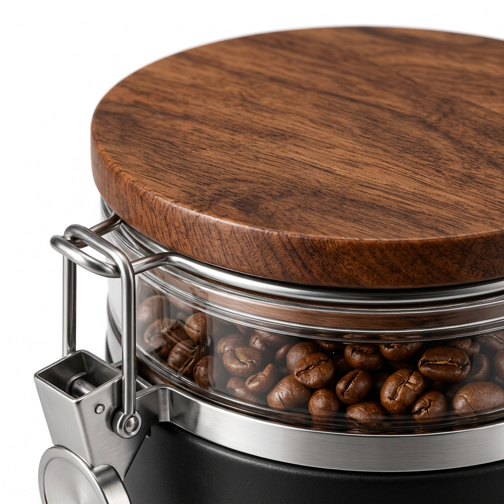 Wooden canister lid grain detail