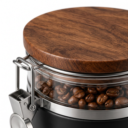 Wooden canister lid grain detail