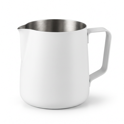 Black milk pitcher on pure white background