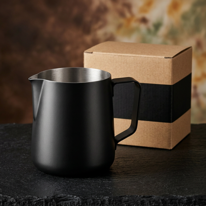 Black latte art milk pitcher main hero
