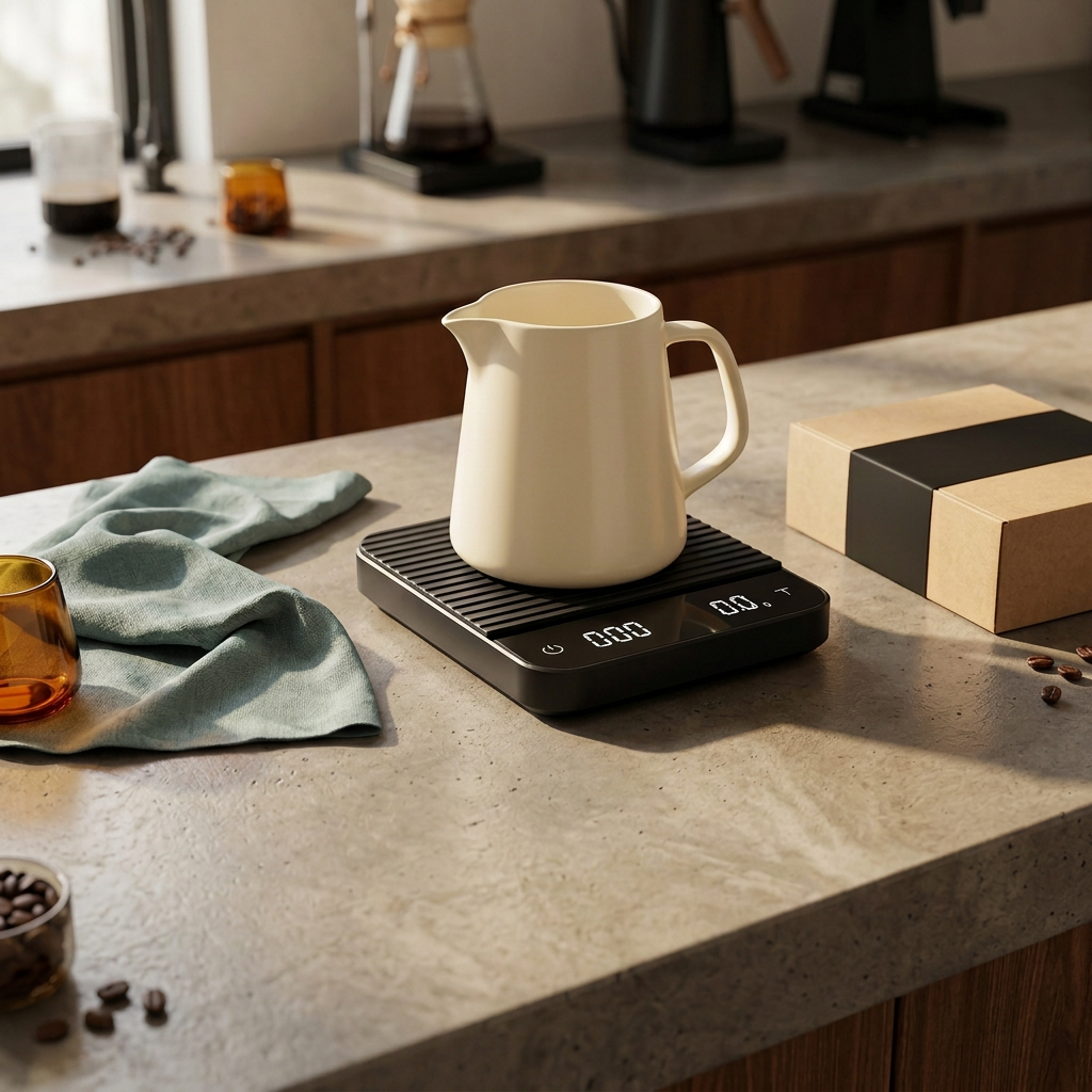 Digital scale with cream brewing vessel