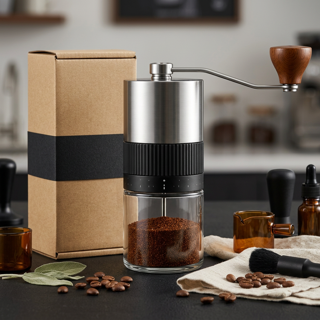 Manual coffee grinder styled coffee bar hero