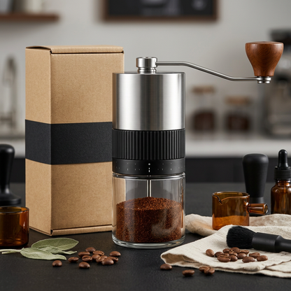 Manual coffee grinder styled coffee bar hero