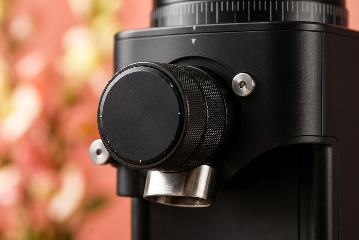 Close-up of round front dial and textured surface
