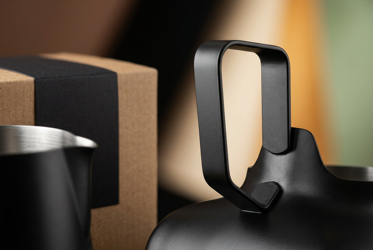 Angular black loop handle detail