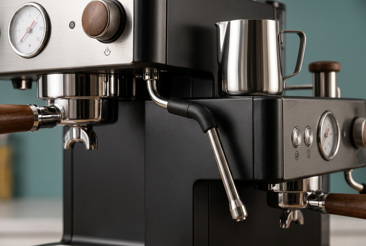 Close-up of right-side steam wand